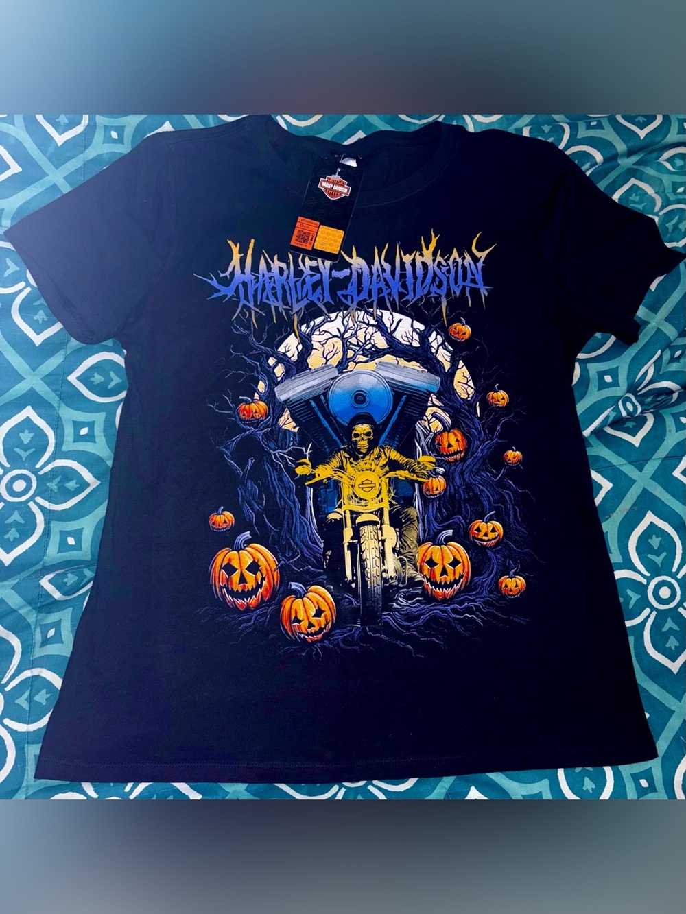 Brand new Harley Davidson Charleston Jack Patches Halloween T Shirt.